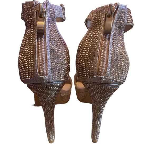 Delicacy Rose Gold Rhinestone Formal Heels Size 7.5 - Picture 3 of 4